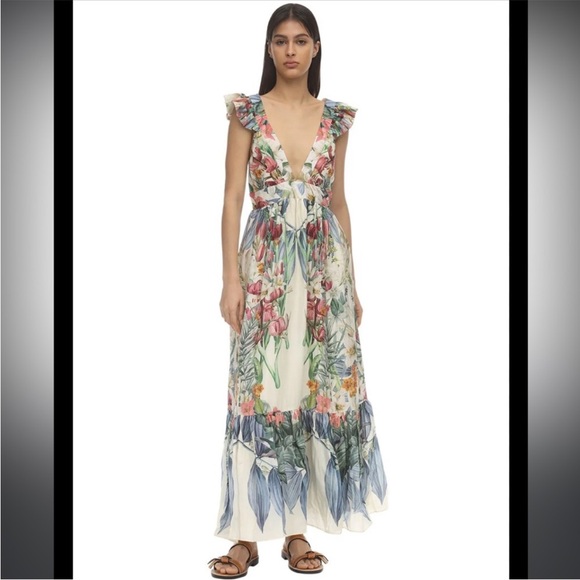 CAROLINA K Penelope Floral Silk Maxi Dress - Picture 1 of 11